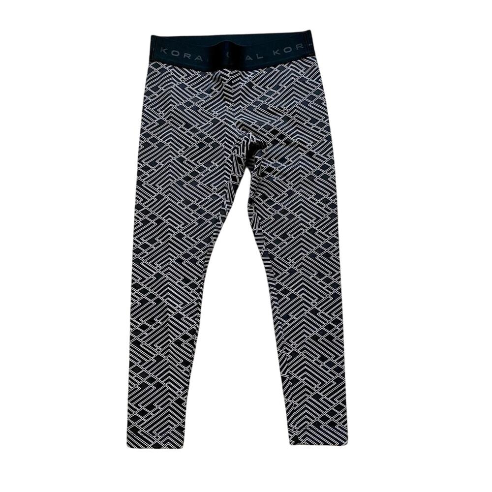 Koral Activewear Vertex Geometric Mid-Rise Workout Compression Ankle Leggings